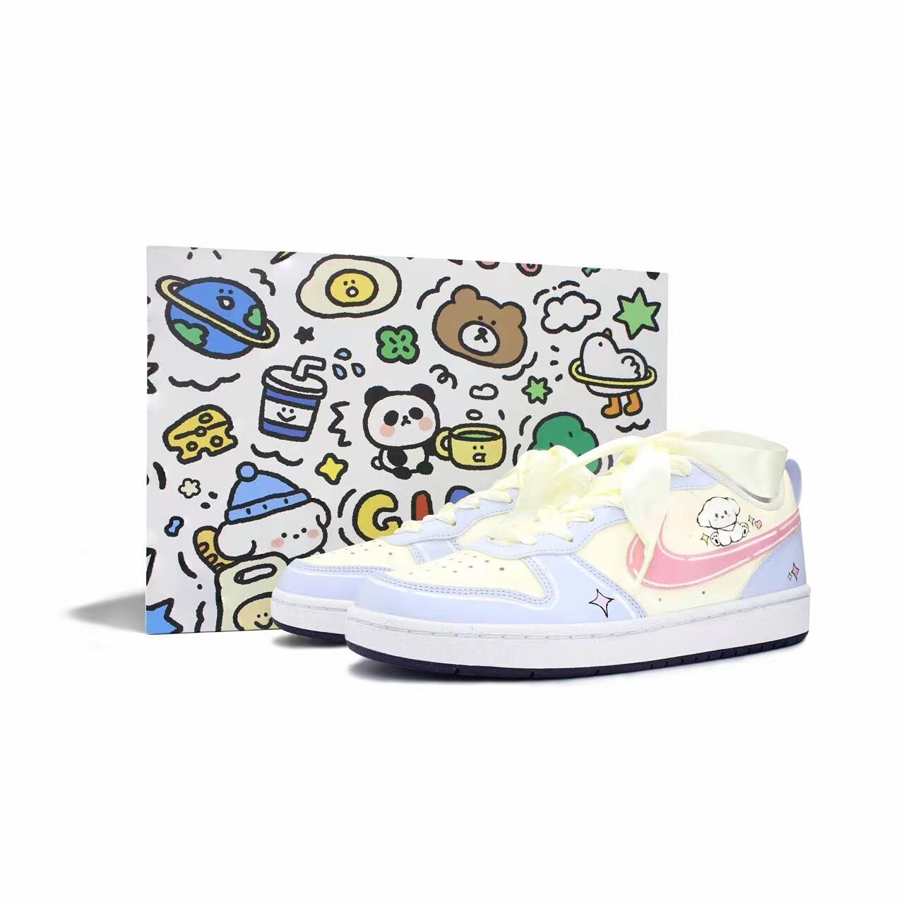 

Кроссовки Nike Court Borough Skateboarding Shoes Women's Low-top Blue/yellow/pink, синий/желтый