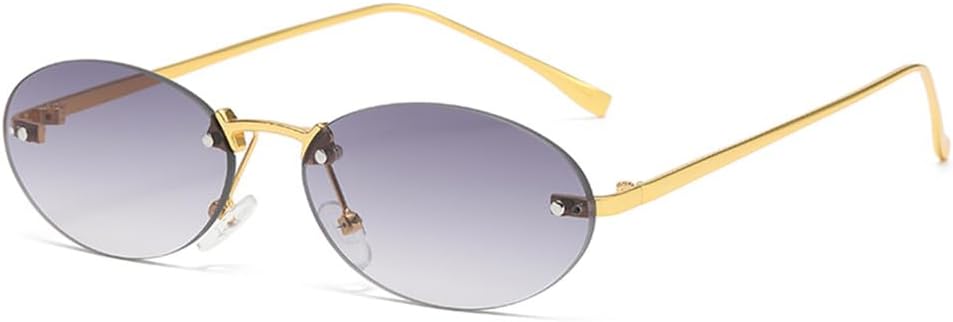 

Овальные солнцезащитные очки без оправы в стиле панк, мужские солнцезащитные очки, очки для вождения, круглые металлические очки без оправы, женские очки с защитой от УФ-излучения UV400 KTUCN, Gradient Grey