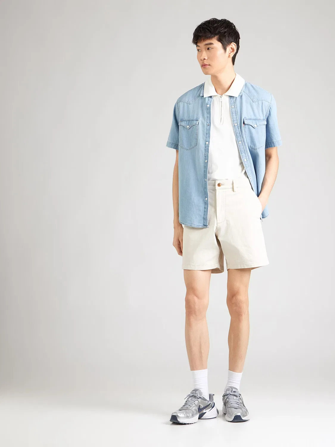Шорты Gap Regular ESSENTIAL кремового цвета — фото 4