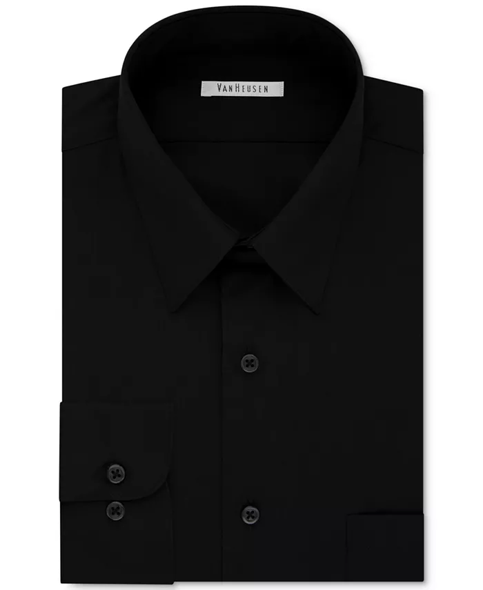 

Мужская однотонная рубашка из поплина большего размера без складок Van Heusen, черный