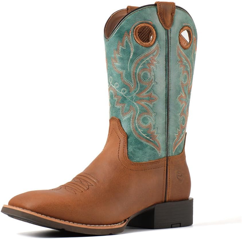 

SUREWAY Мужские Западные Ботинки - Мужские Ковбойские Ботинки с Квадратным Носком, Масло/Противоскользящие, Прочные Модные Классические Ботинки 25 см, Полусапоги Средней Высоты с Мягким Носком Wellington, Loco Brown