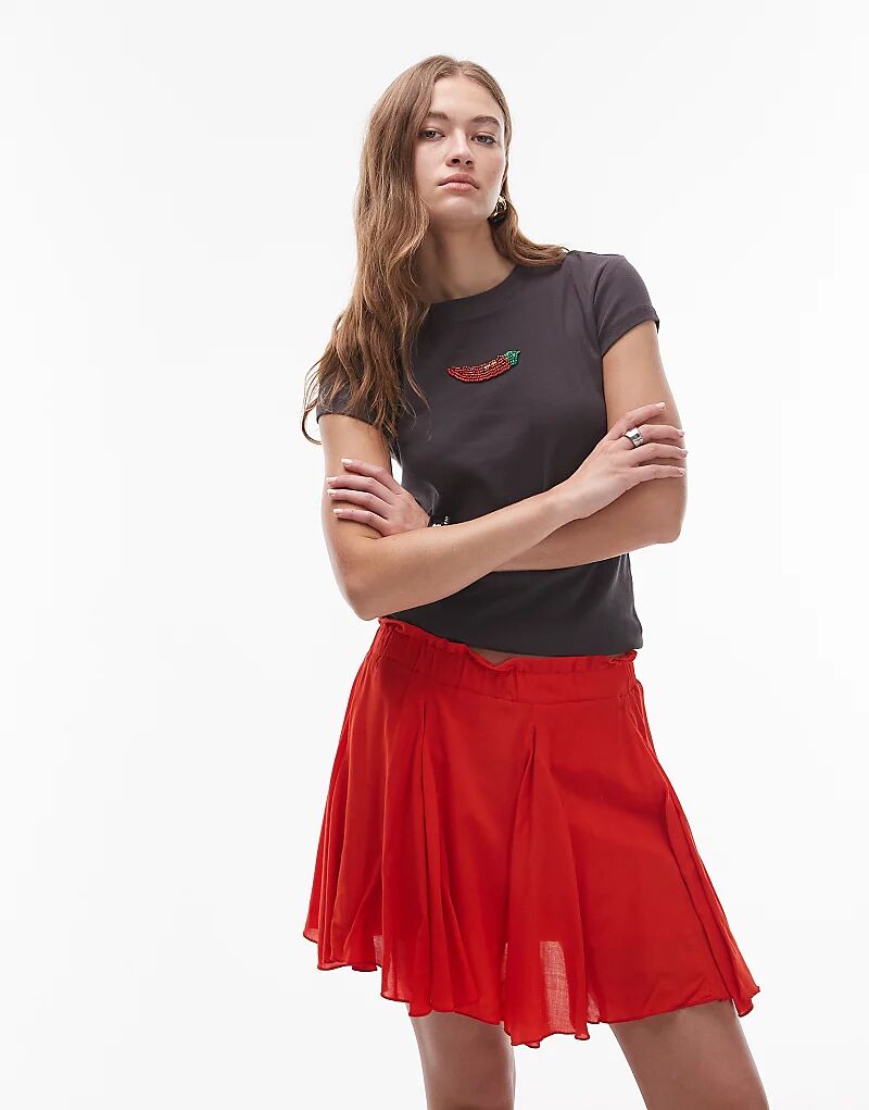 

Мини-юбка Topshop из хлопка с крылышками красного цвета