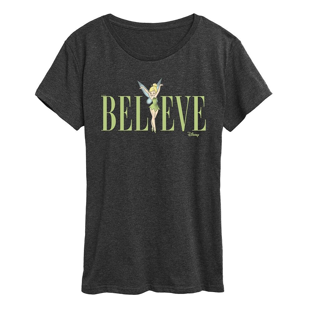 

Женская футболка Disney's Tinker с рисунком Bell Believe, цвет Heather Charcoal