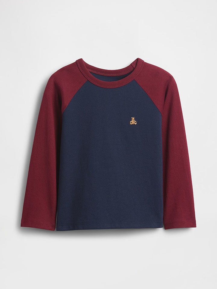 

GAP Футболка с длинными рукавами темно-синего/красного цвета