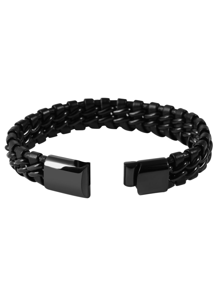 

Adeliás Кожаный браслет унисекс, 21 см, черный