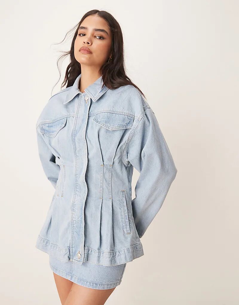 

Джинсовая куртка премиум-класса ASOS DESIGN с присборенной талией, цвет Lightwash, Серый, Джинсовая куртка премиум-класса ASOS DESIGN с присборенной талией, цвет Lightwash