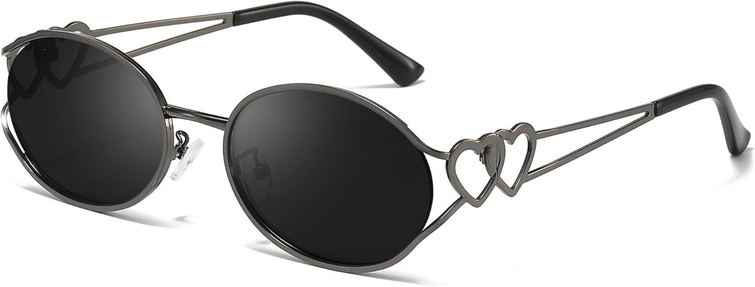 

Солнцезащитные очки SODQW Retro Oval для женщин, модная металлическая оправа, круглые дизайнерские солнцезащитные очки с акцентами в виде сердечек, защита от УФ-излучения, A06- Gold/Grey