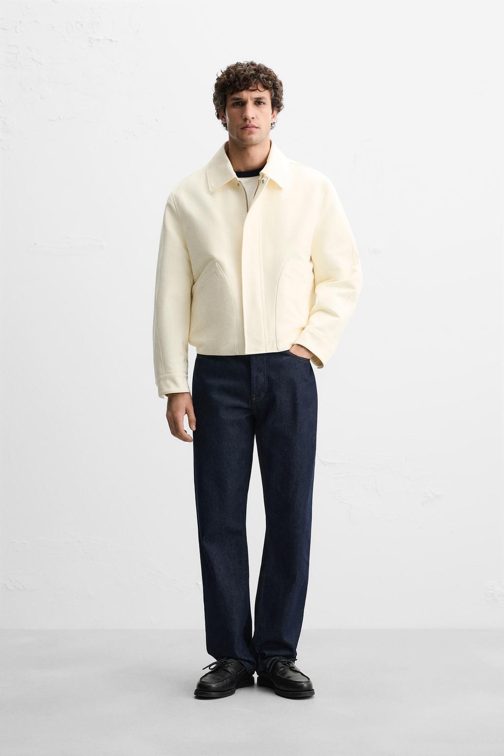 

Укороченный хлопчатобумажный жакет ZARA, экрю