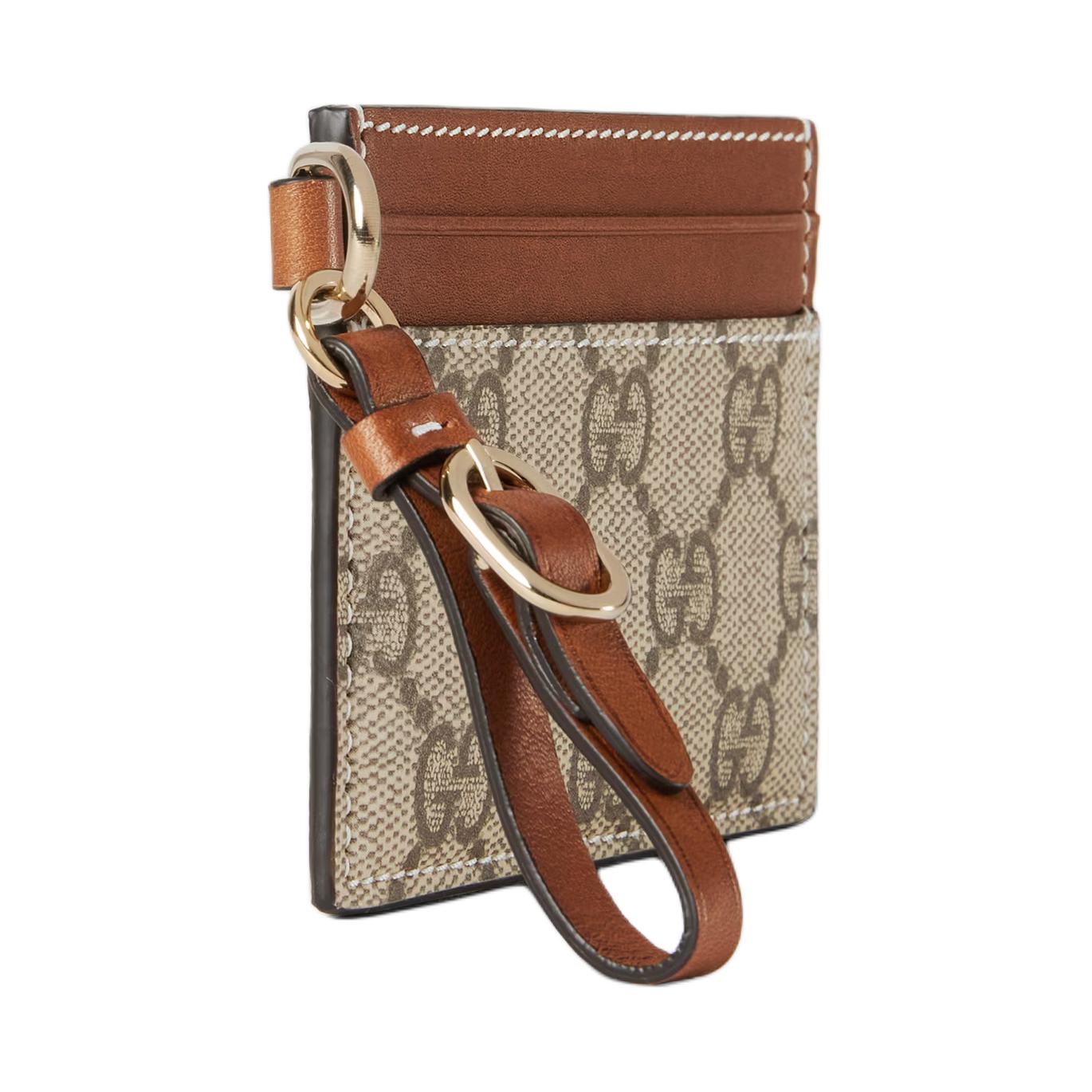 GUCCI Кошелек для карт из coated canvas женский beige & brown — фото 2
