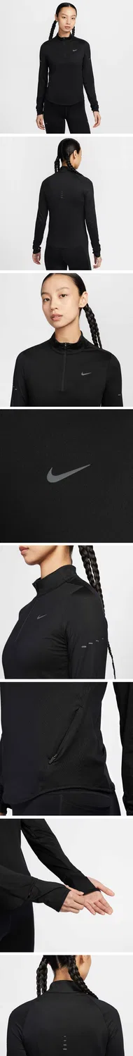Женский беговой топ Swift Dri-FIT UV с четвертью молнии чёрного цвета от Nike — фото 2