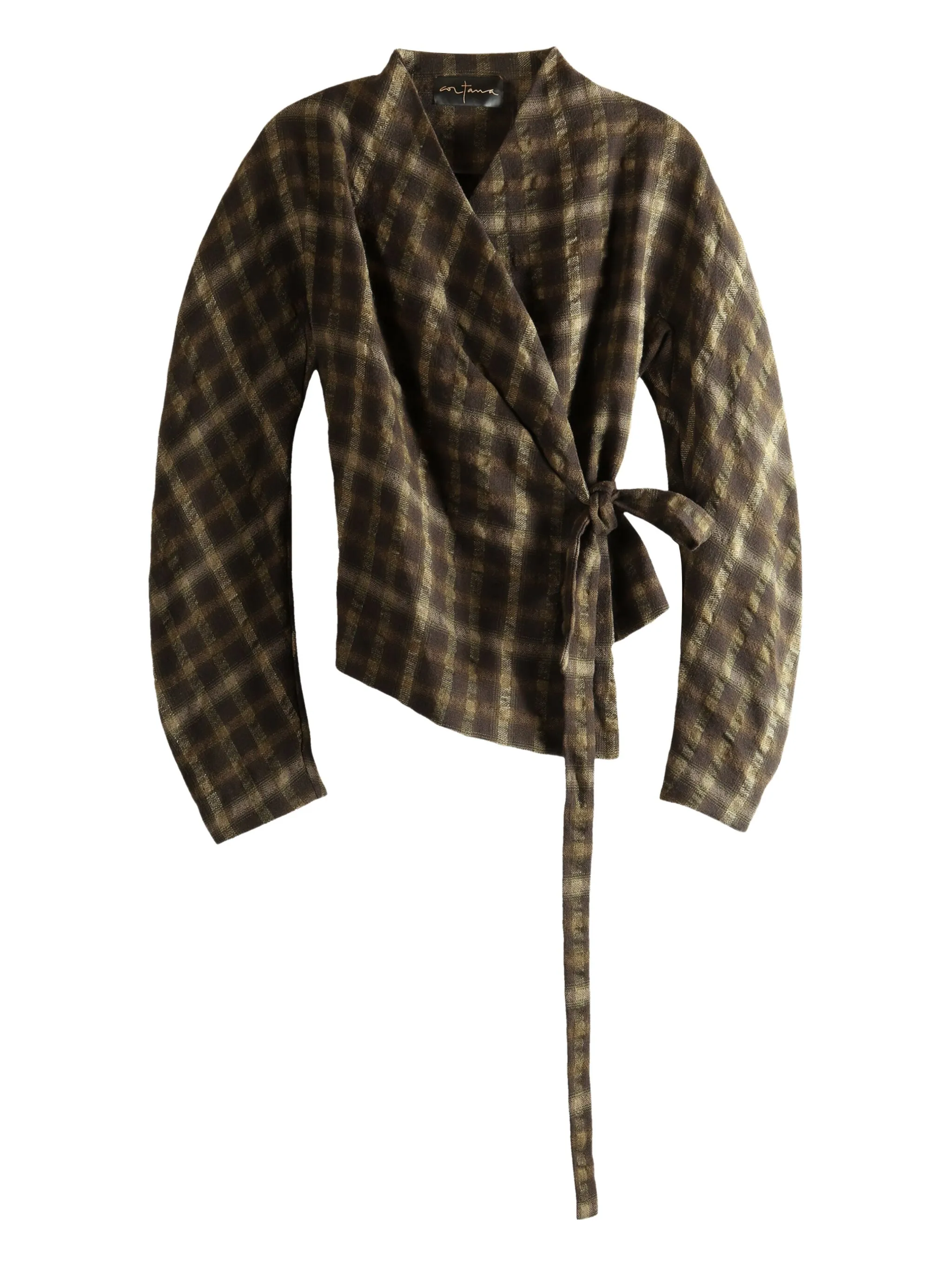 

Клетчатая куртка с завязками Cortana, коричневый