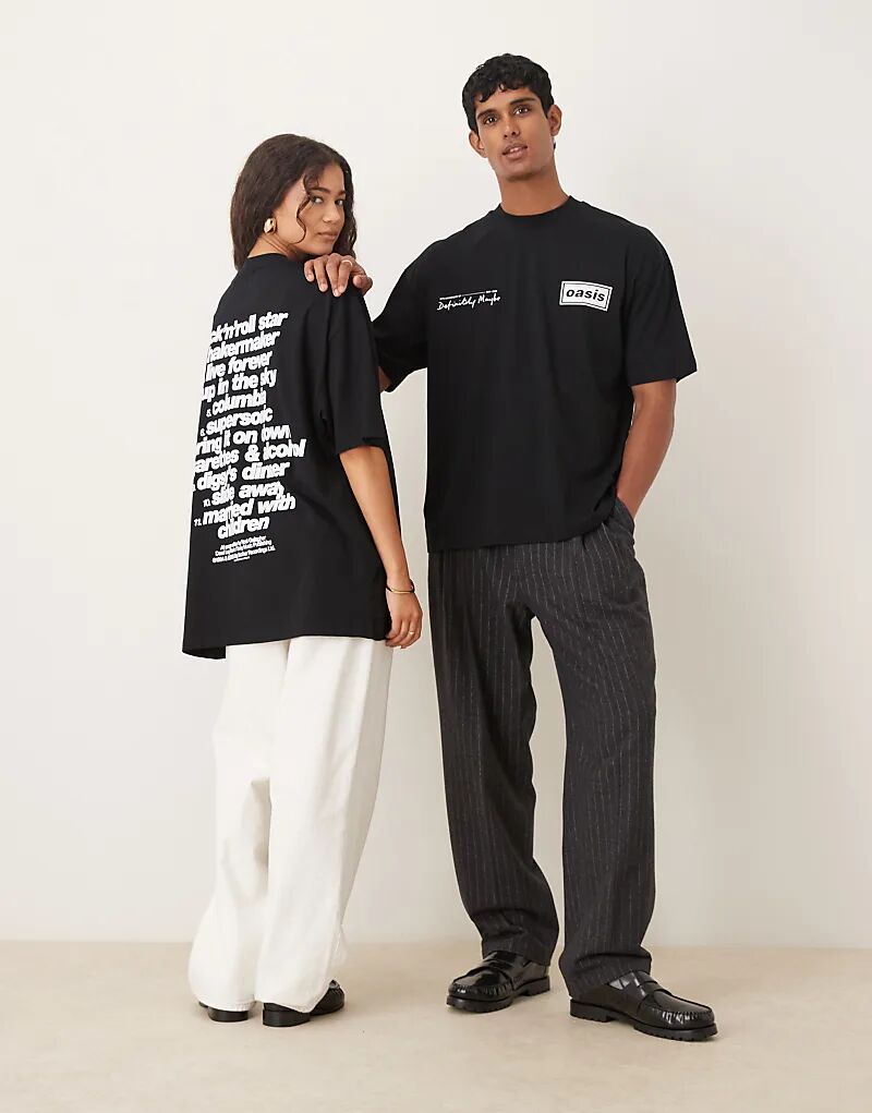 

Футболка ASOS DESIGN оверсайз с трек-листом OASIS Definitely Maybe в черном цвете