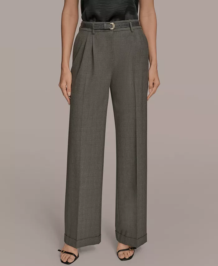 

Женские брюки с поясом и широкими штанинами Donna Karan New York, серый