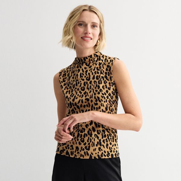 

Женский драпированный топ с высоким воротником Nine West, цвет tan jana leopard