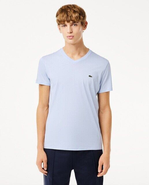 

Хлопковая футболка Pima с v-образным вырезом Lacoste, светло-синий
