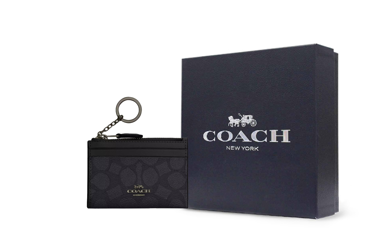 

COACH Кошелек-картхолдер mini women's coated canvas charcoal & black
