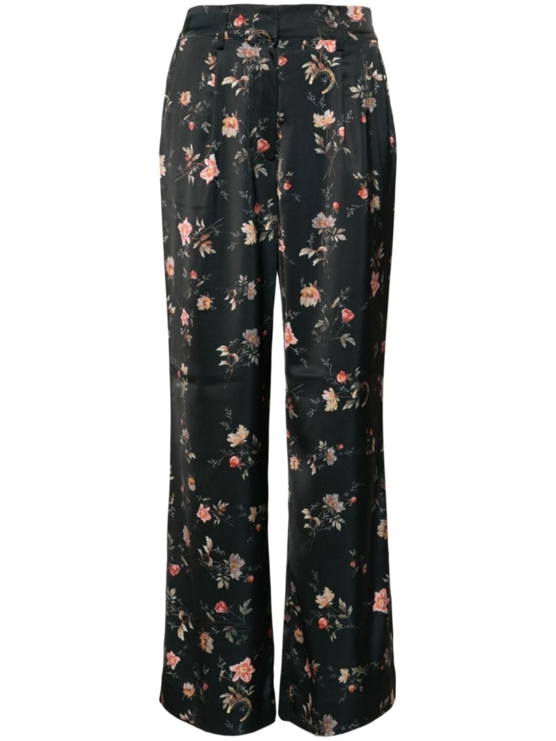 

AllSaints атласные брюки с цветочным принтом, черный
