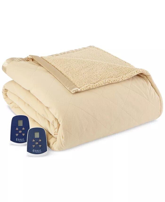 

Двустороннее электрическое одеяло Micro Flannel и Sherpa Shavel, бежевый