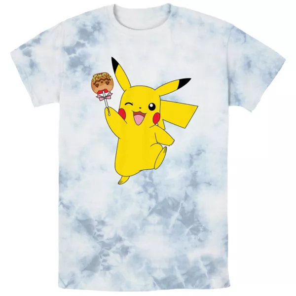 

Мужская футболка Pokémon Pikachu с принтом карамельного яблока Licensed Character, цвет white blue