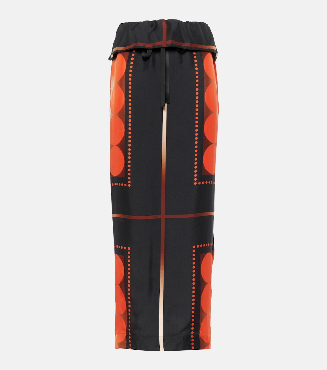 

Юбка макси из шелка с принтом Lilila Khaite, Orange Multi
