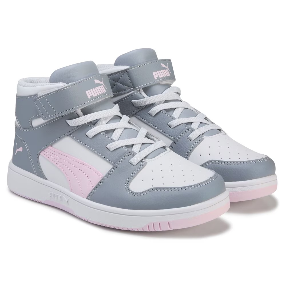 

Детские высокие кроссовки с высоким верхом Rebound Layup от Puma для малышей, серый/розовый