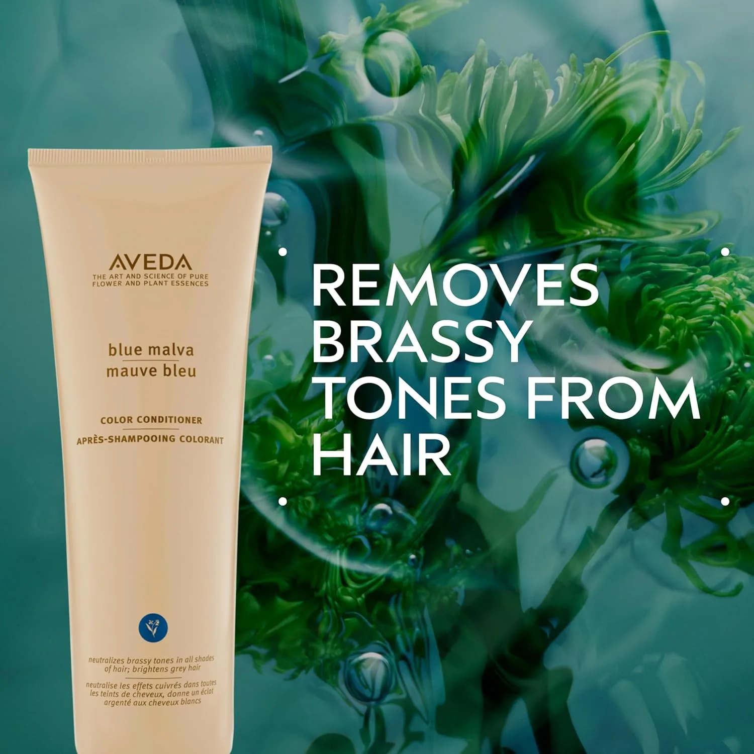 Aveda Blue Malva Color Conditioner, фиолетовый кондиционер для седых, серых и светлых волос, нейтрализует желтизну, глубоко увлажняет, 96% натуральных ингредиентов*, 250 мл, Purple — фото 2