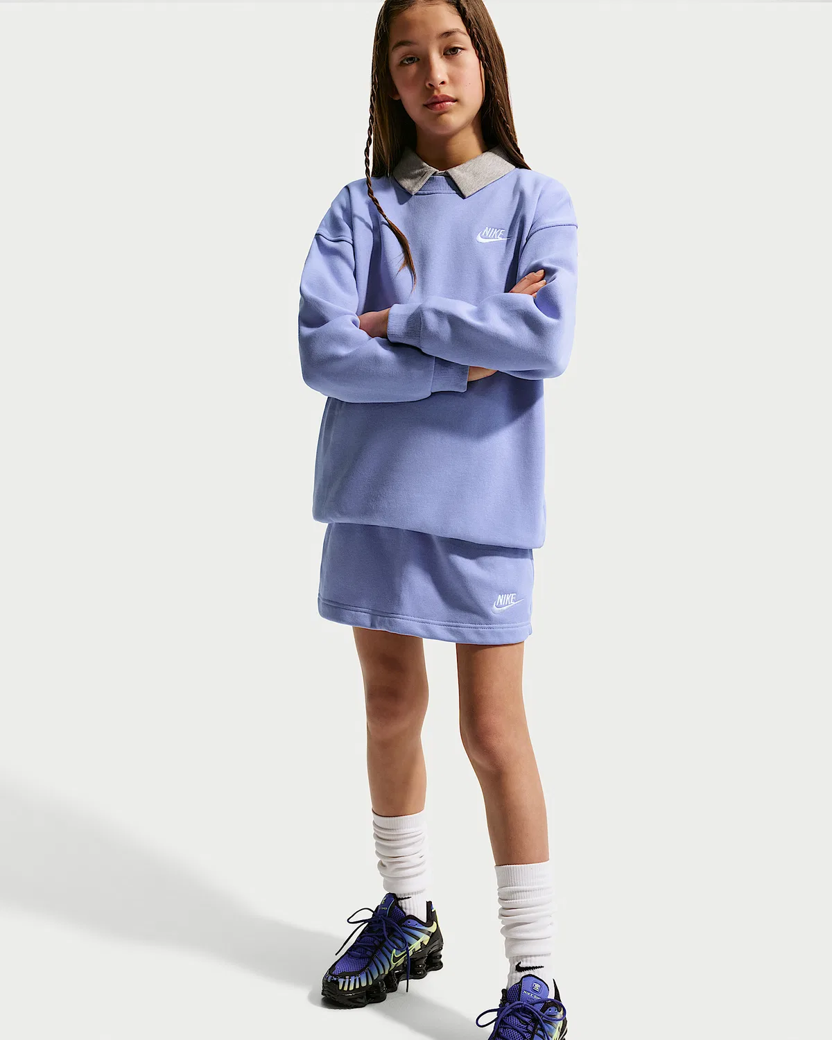 Детская увеличенная толстовка Nike Sportswear Club Fleece, Light Thistle/Light Thistle/White — фото 3