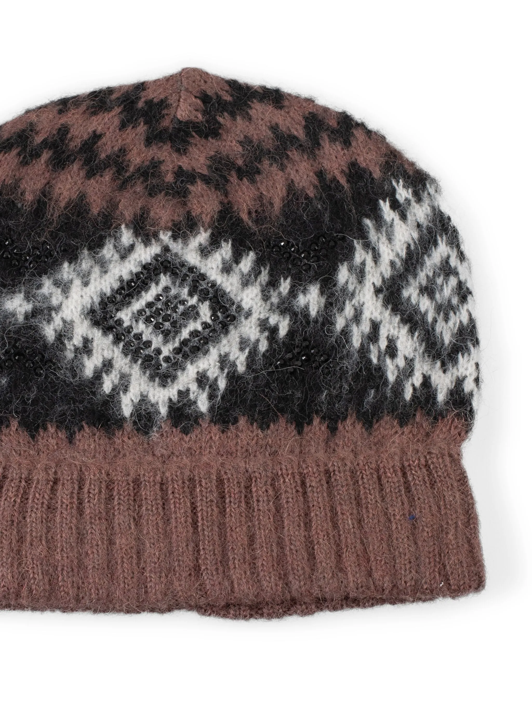 

Шапка бини с геометричным узором Ermanno Firenze, коричневый