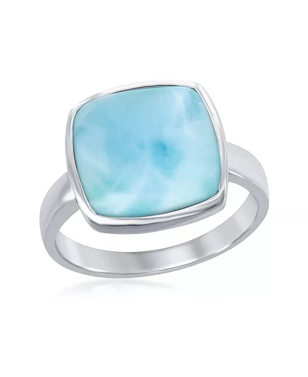 

Серебряное кольцо с квадратным ларимаром Caribbean Treasures, blue