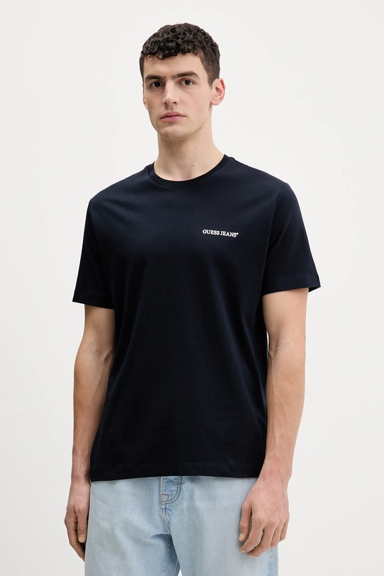 

Хлопковая футболка Guess Jeans, темно-синий