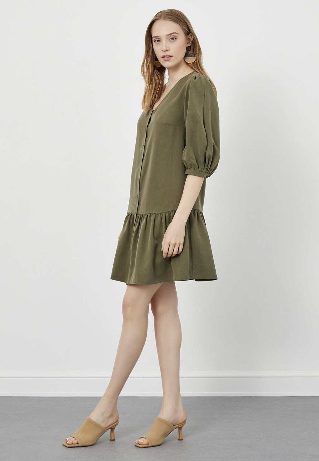 

Платье-рубашка V NECK MINI Just Like You, хаки