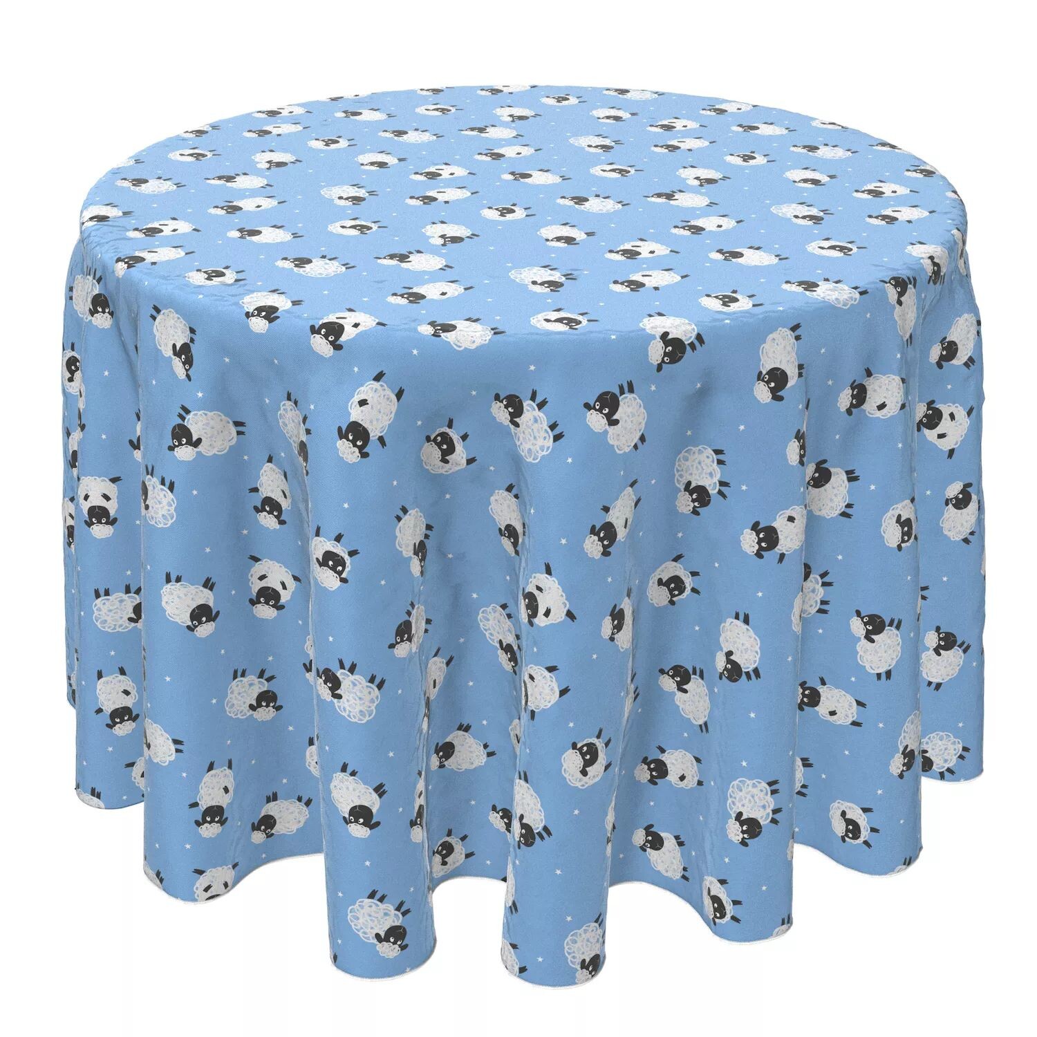 

Круглая скатерть, 100% хлопок, 60 круглых дюймов, Little Sheep Blue