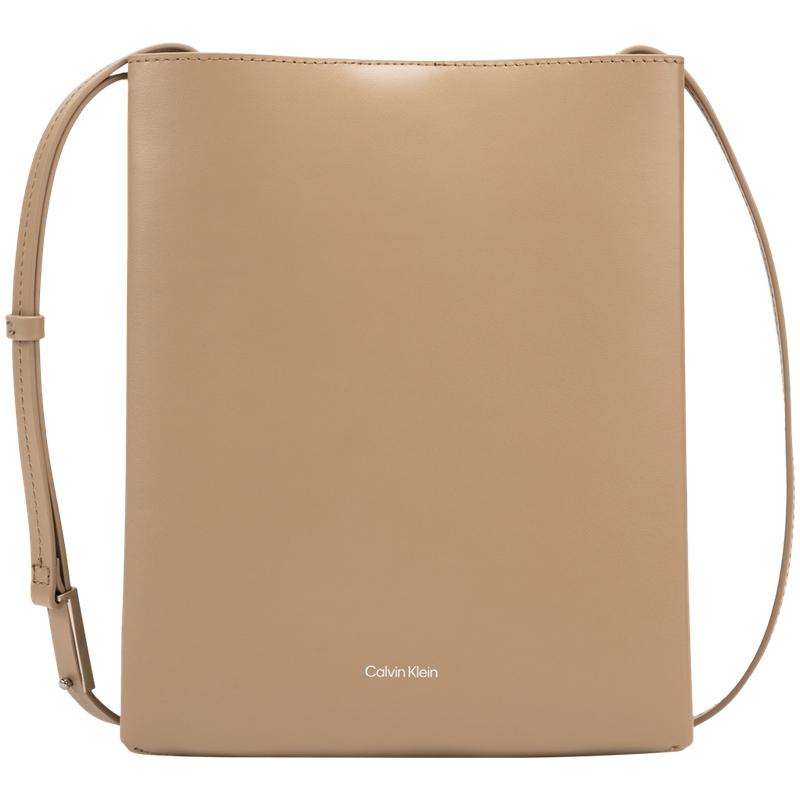 

CALVIN KLEIN Сумка через плечо из коровьей кожи среднего размера женская миндально-коричневая, QYL-Almond Brown