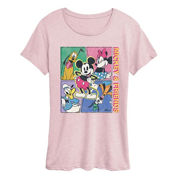 

Футболка женская Mickey Mouse & Friends retro grid graphic Disney, Heather Pink, Розовый, Футболка женская Mickey Mouse & Friends retro grid graphic Disney, Heather Pink