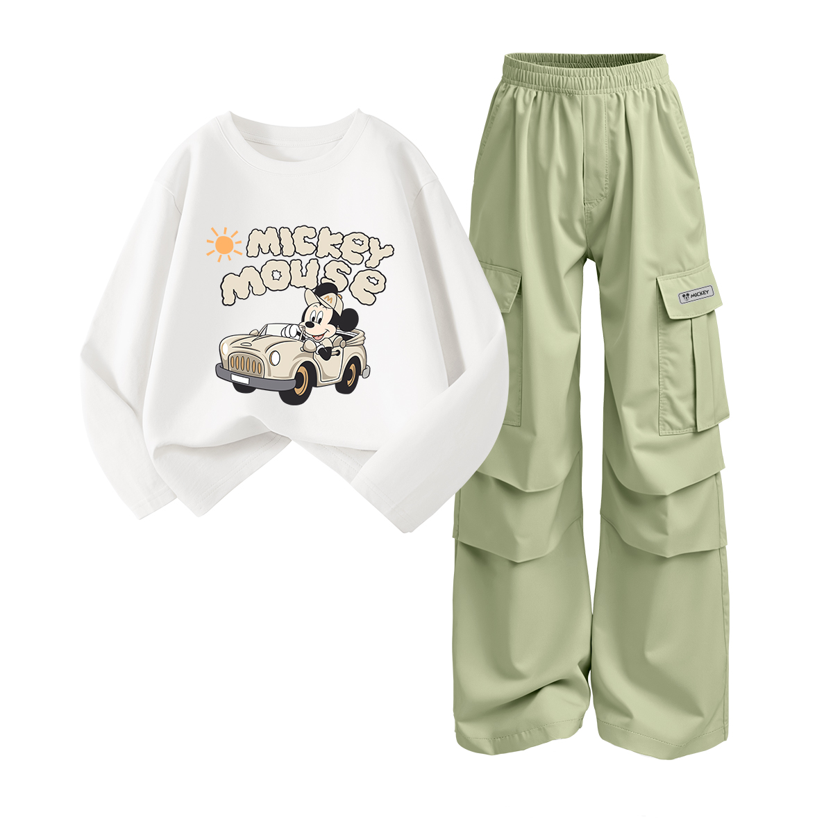 

Детская повседневная спортивная одежда Disney, белый/зеленый