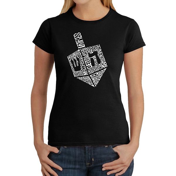

Футболка Hanukkah dreidel с женским принтом La Pop Art, Black, Черный, Футболка Hanukkah dreidel с женским принтом La Pop Art, Black