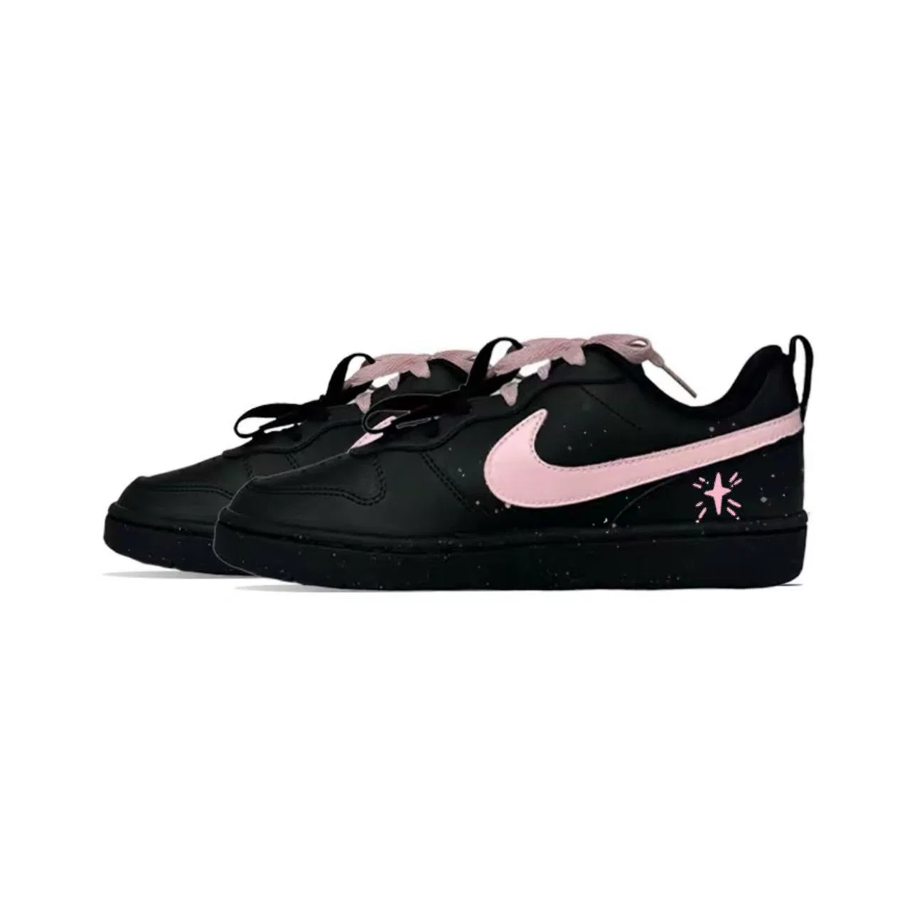 Детские кроссовки для скейтбординга Court Borough Hand Drawn Leather Breathable Lightweight Cushioning Low top Black Pink Nike — фото 4