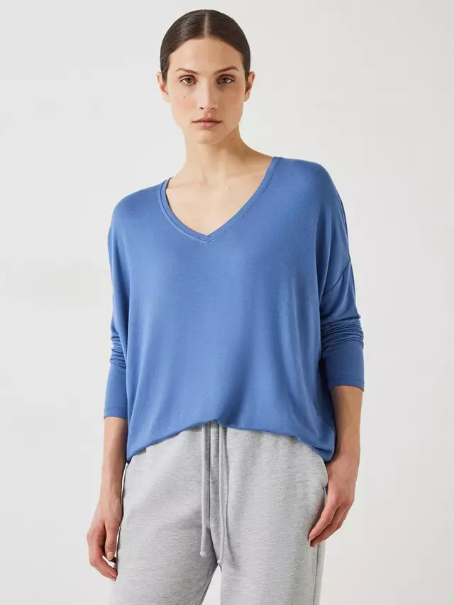 

Топ HUSH Gillian V Neck Longline Jersey, цвет denim/blue