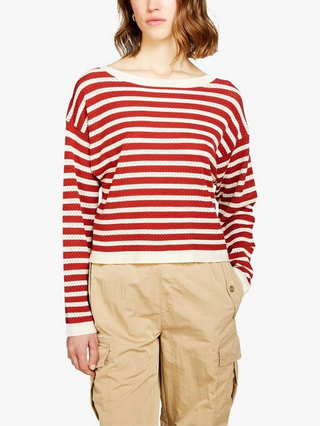 

Полосатый джемпер с вырезом лодочкой SISLEY, цвет Red/White