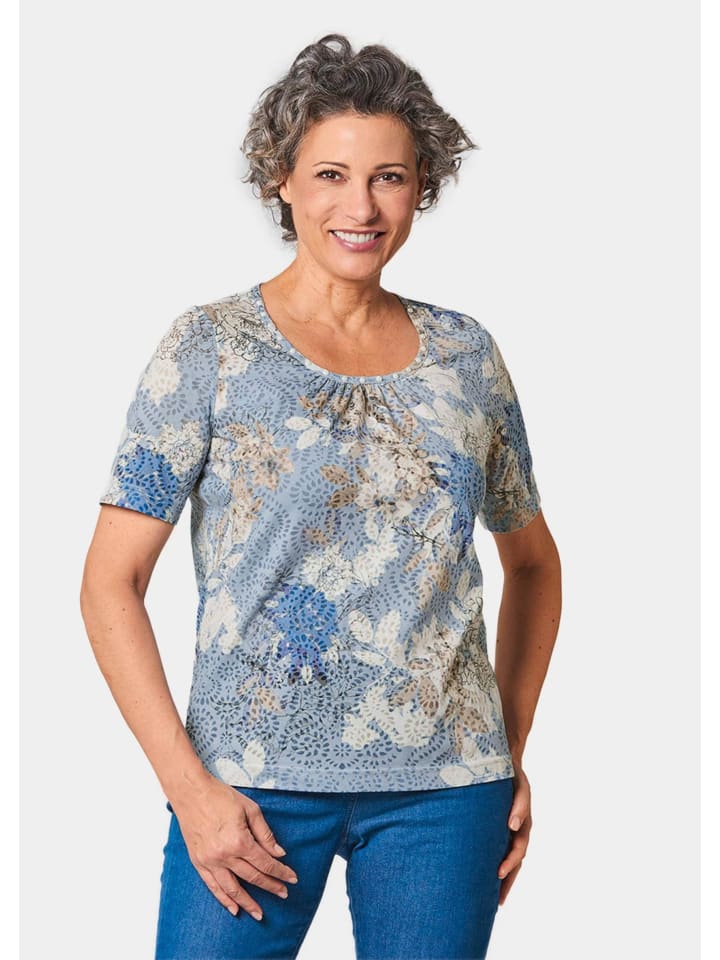 

Футболка с принтом в виде жемчужин цвета патти / синего цвета GOLDNER, Синий, Футболка с принтом в виде жемчужин цвета патти / синего цвета GOLDNER