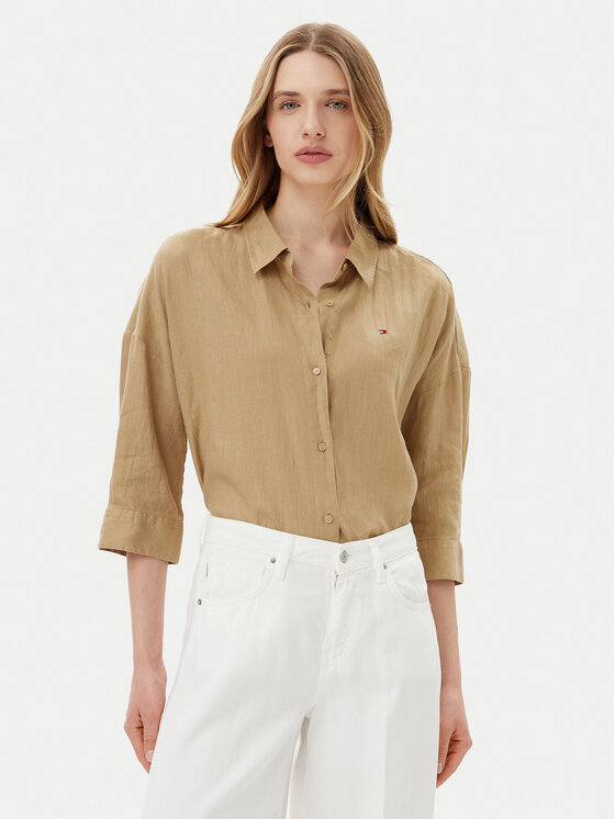 

Свободная рубашка WW0WW46169 Tommy Hilfiger, бежевый