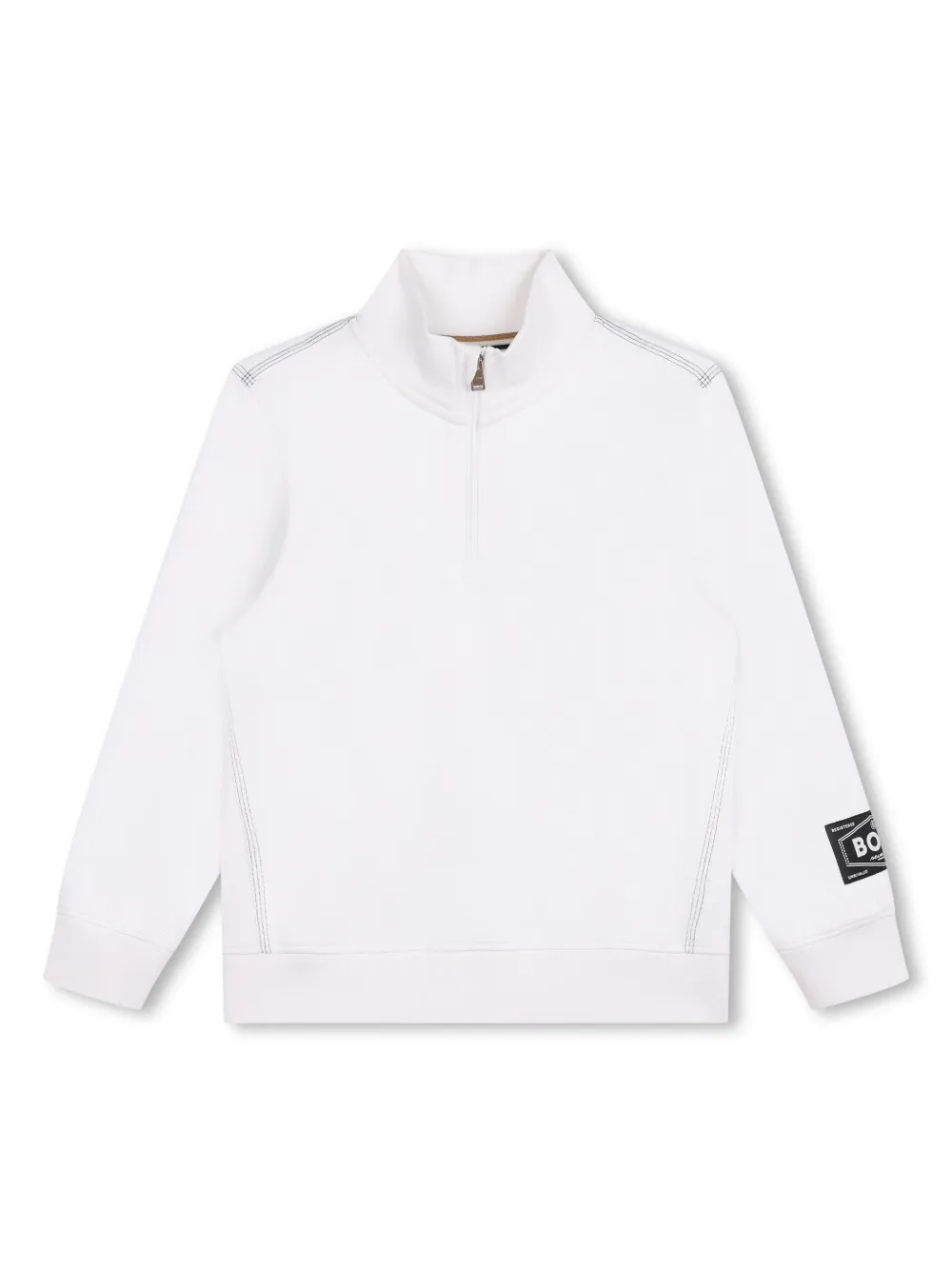 

Толстовка с воротником на молнии и логотипом BOSS Kidswear, белый