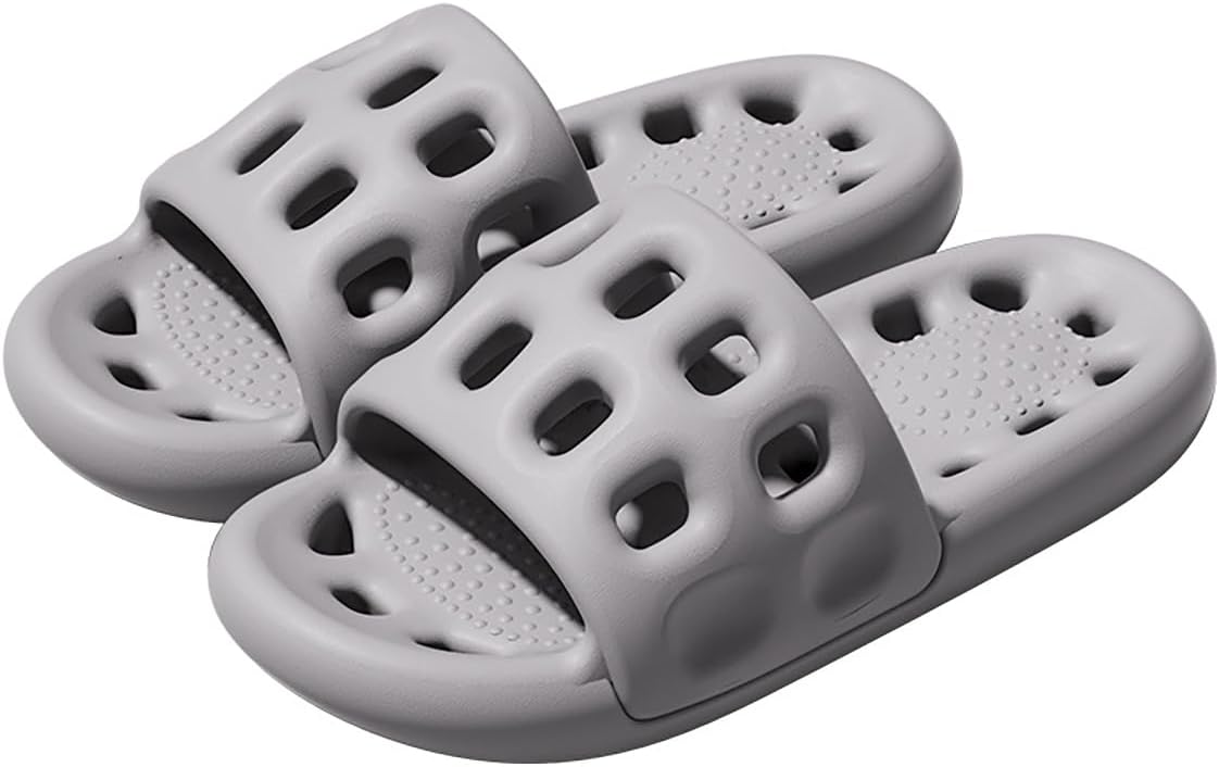 

Женские и мужские шлепанцы для душа oukisam, быстро сохнущие, легкая подошва, нескользящие шлепанцы для ванной, серый