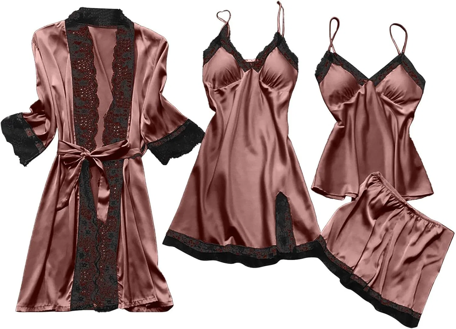 Пижамный комплект, Satin Sleepwear, Brown