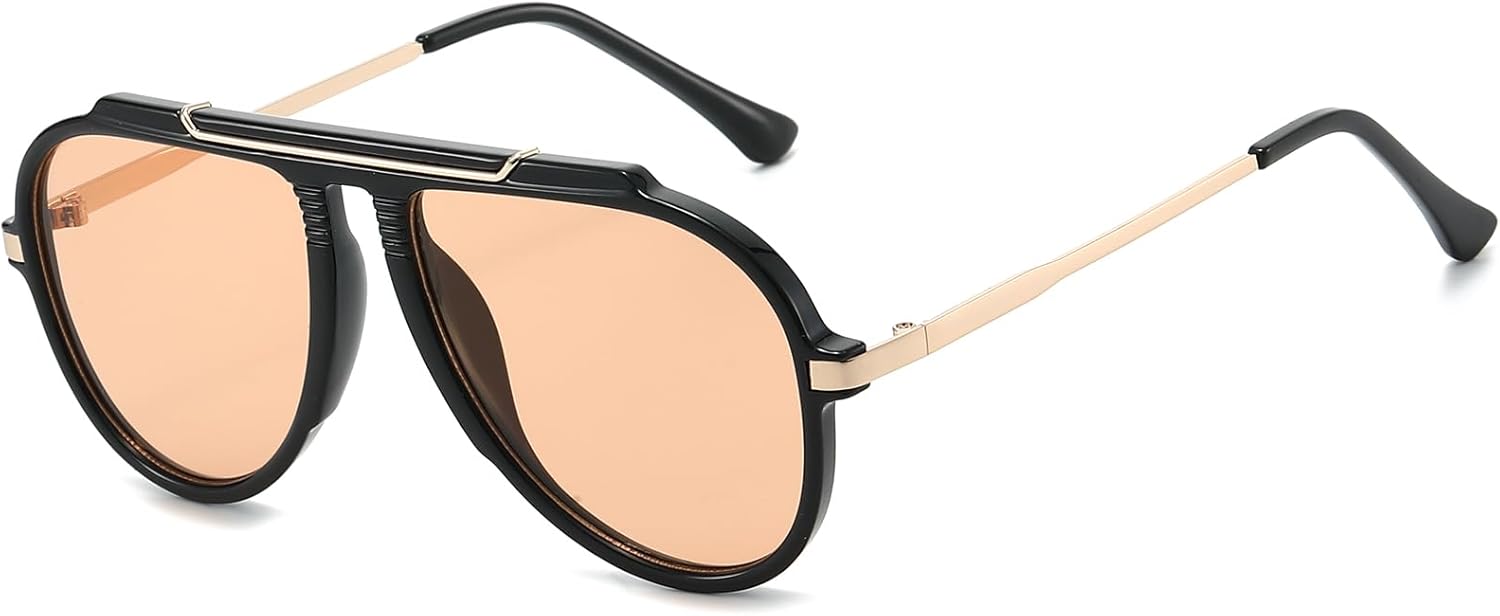 

Солнцезащитные очки-авиаторы EYLRIM большого размера в стиле ретро для женщин и мужчин, модные солнцезащитные очки в стиле 70-х с золотистым металлическим покрытием, очки-пилот, Black Frame/Champagne Lens