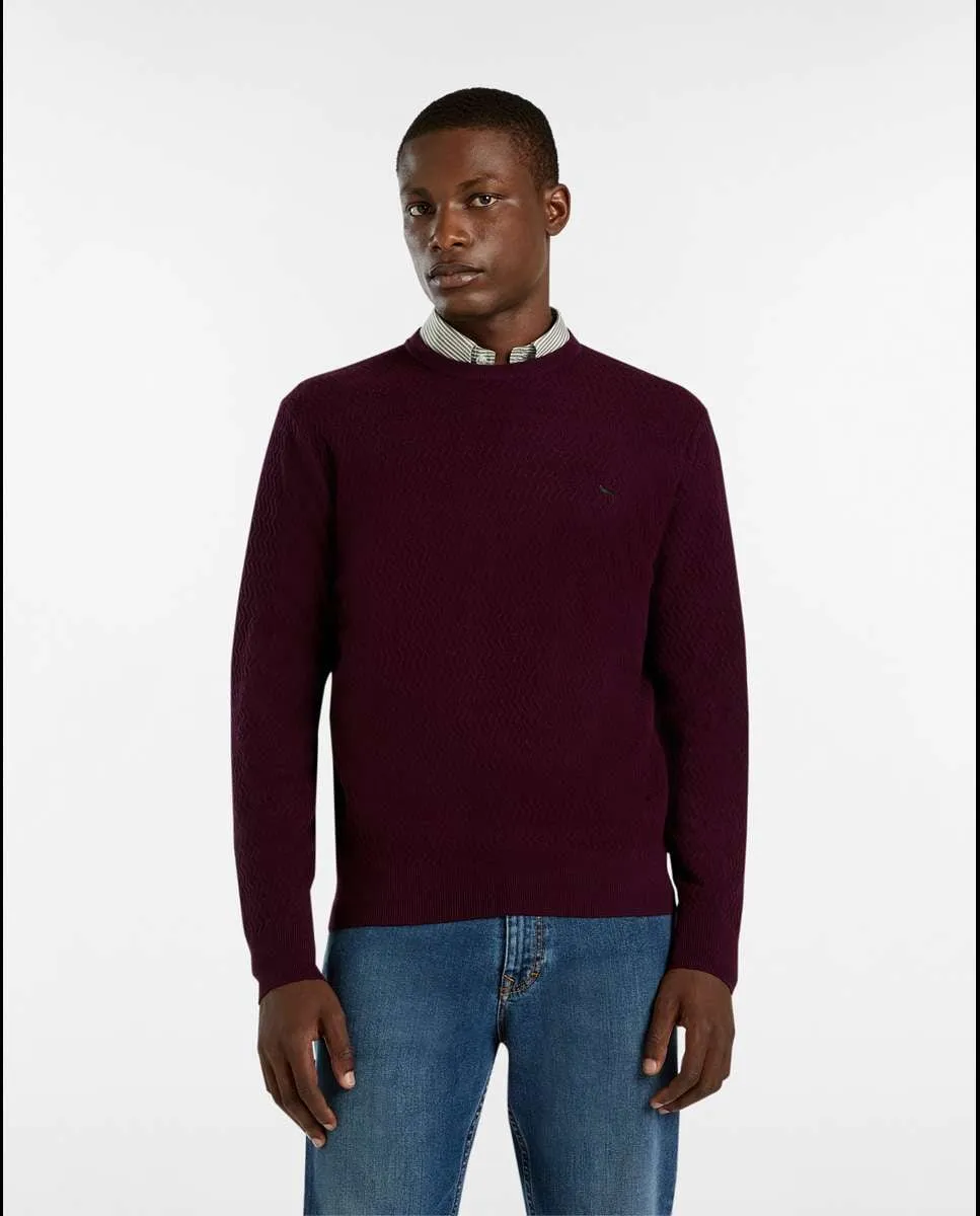 

Мужской джемпер гладкой вязки с круглым вырезом Harmont&Blaine, бордовый