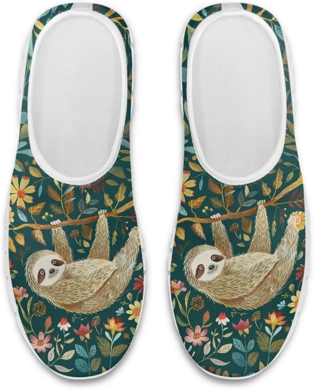 

Кроссовки-челси Chaqlin Slip-On для женщин и мужчин, дорожно-беговые теннисные туфли с животным принтом, низкие дышащие сетчатые теннисные туфли Clipper, Floral Sloth
