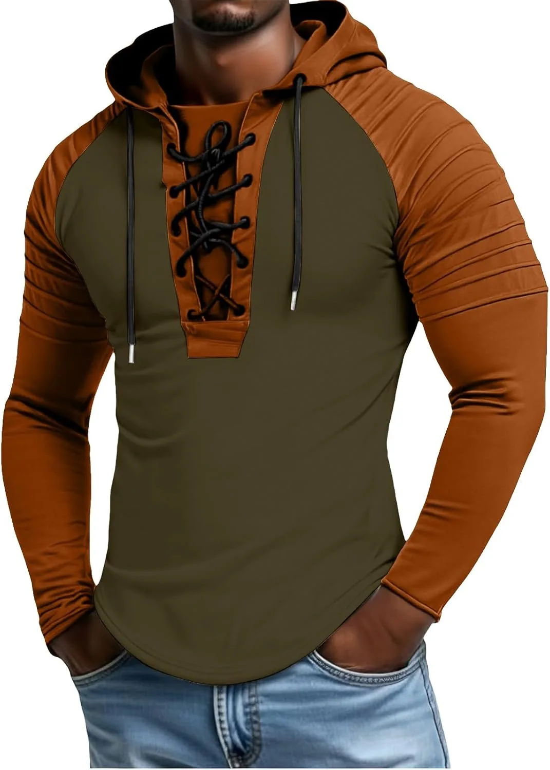 

Мужская тактическая толстовка с капюшоном, ретро, с рукавом реглан и шнуровкой