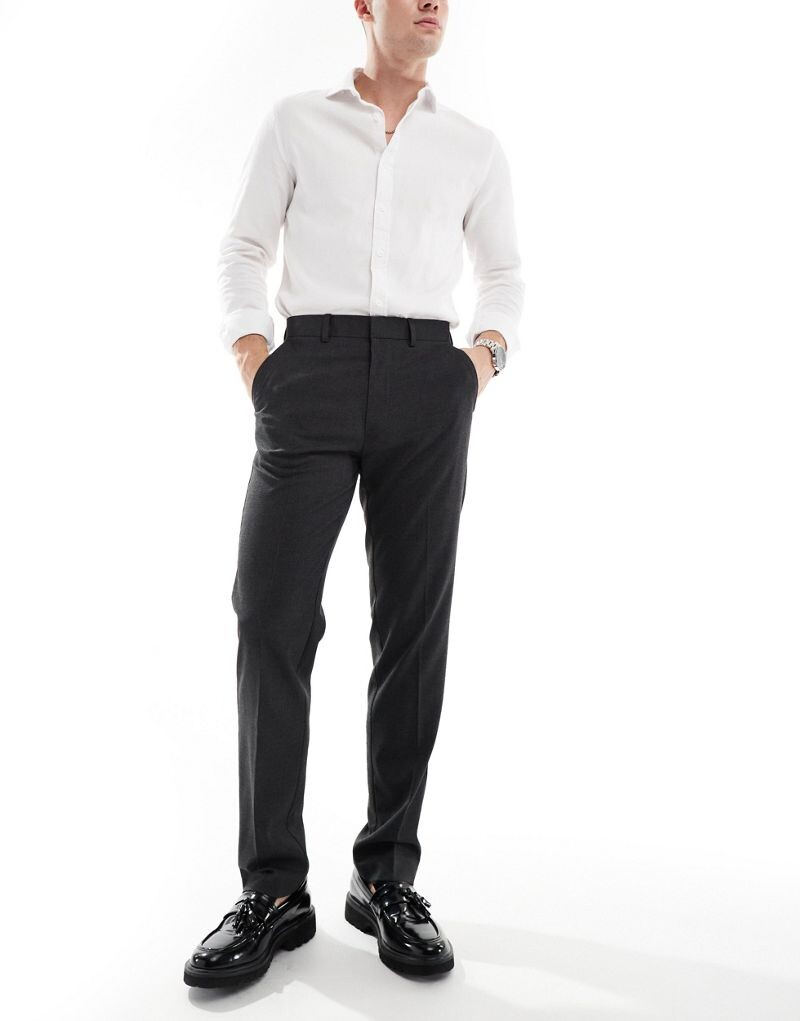 

Темно-серые узкие элегантные брюки ASOS DESIGN