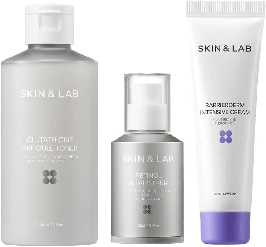 Набор для ухода за кожей против старения SKIN&LAB с глутатионовым тонером, ретиноловой сывороткой и увлажняющим кремом, 200 мл + 30 мл + 50 мл